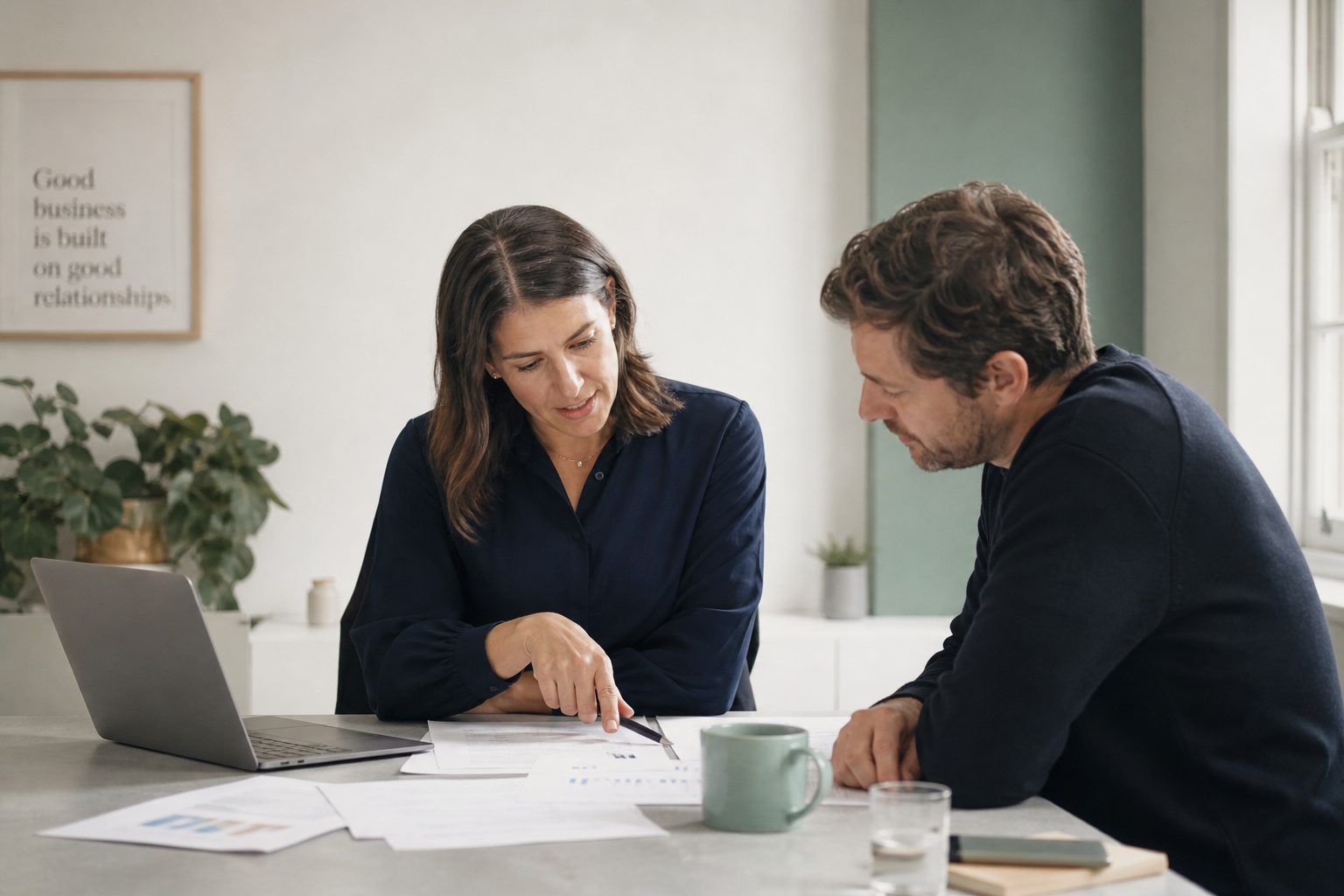 Business owner discussing finances with their advisor